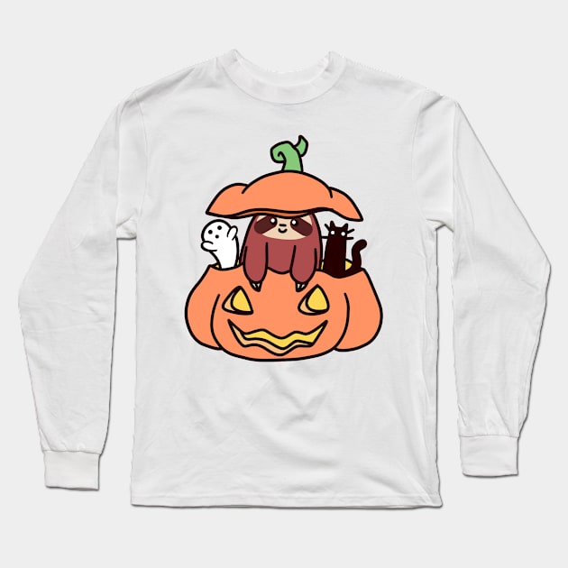 Jack O' Lantern Sloth Long Sleeve T-Shirt by saradaboru